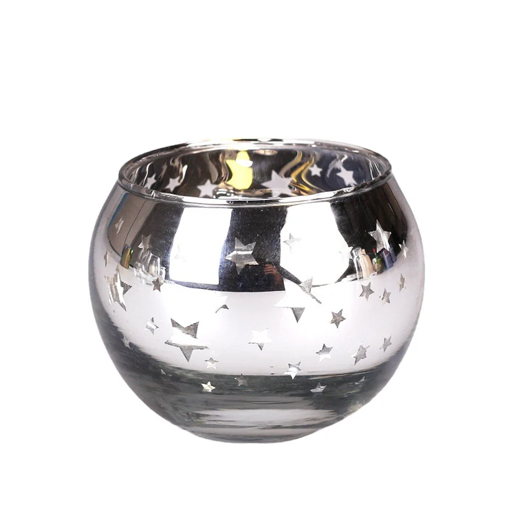 Wholesale colorful electric dot handmade glass round ball candle cup