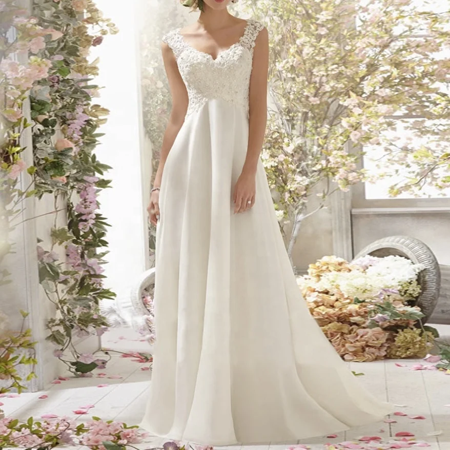 2023 new arrival backless train dress Lace Double V-Neck Sleeveless Evening Dress wedding dresses for women