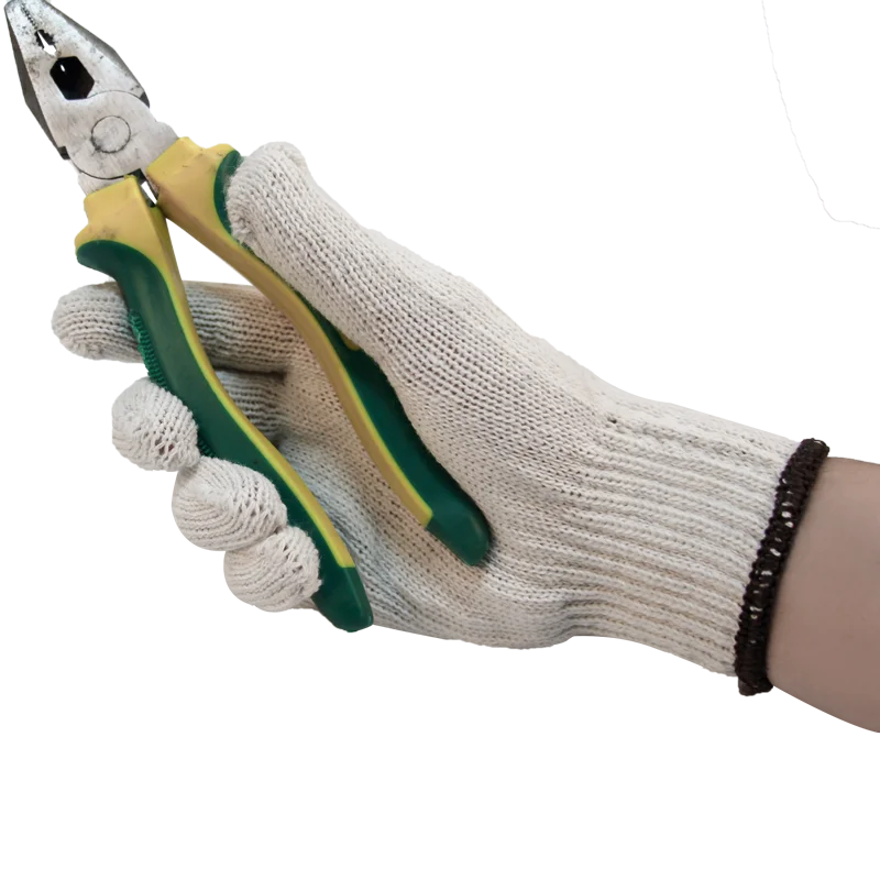 Herong 600g Natural White Cotton Knitted Working Gloves guante trabajo