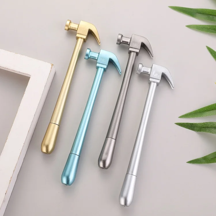 Creative Imitate Metal Sheep Horn Hammer Gel Pens 0.5MM Black Ink Pupil Gel Pen Funny Hammer Tool Pens
