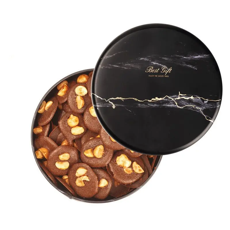 Round Candy Cane Tin Box Cookies Tin Customized Printed Metal Tin Box for Cookies