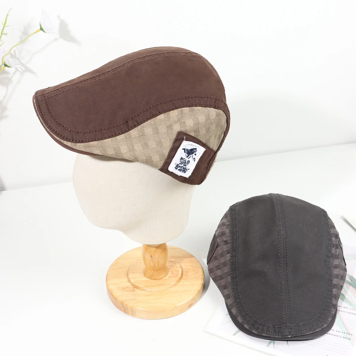 Embroidery Beret Spring/Summer Man Woman Simple Everything Casual Forward Hat Male British Painter Newsboy Beret Flat Ivy Cap