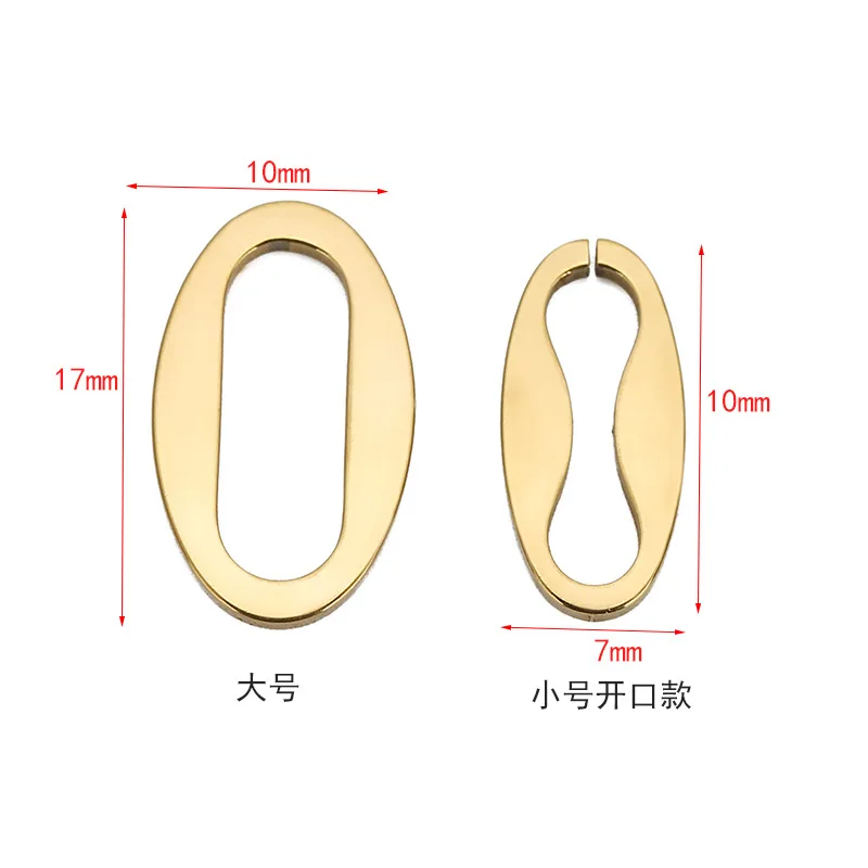 Stainless Steel Flat Wire Oval DIY Jewelry Ring 18k Vacuum Plated O-Ring Necklace Stud Earrings for jewelry findings