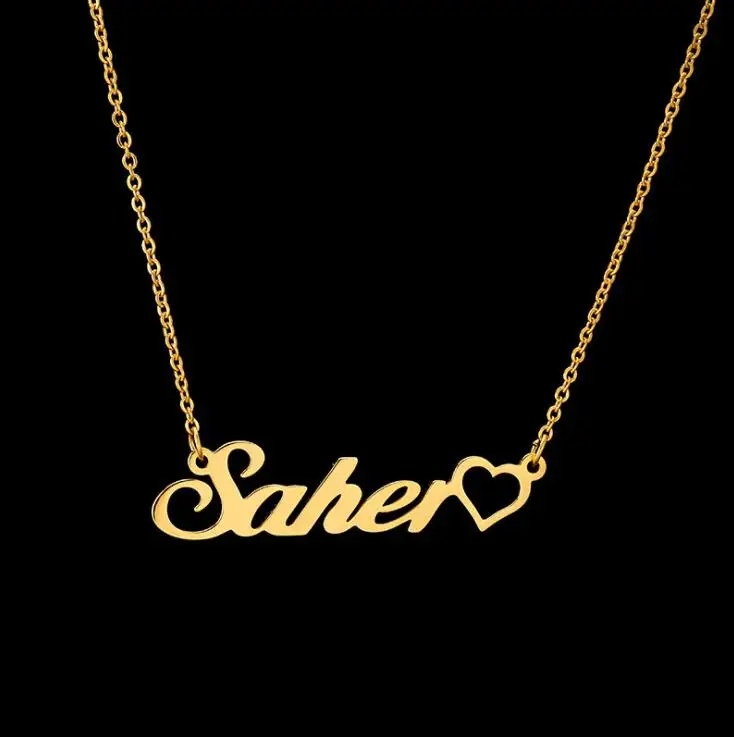 Wholesale 18k  Letters Pendant necklace Custom Stainless Steel Personalized Gold Name Plate Necklace Personalised