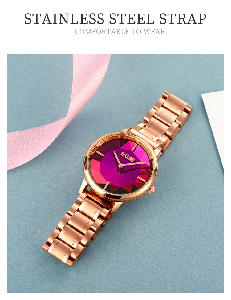 2022 SKMEI 1789 Wholesale Top Brand Zinc Alloy Case 3ATM Waterproof Gemstone Quartz Watches For Ladies