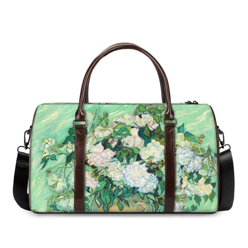 Flower Oil Painting Unisex Travel Handbag Drop Shipping Print on Demand Wanderlust Bag Durable Spacious Journey Bag for Men