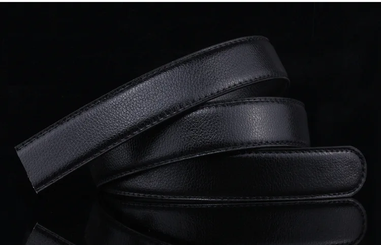 No Buckle Men Belt 3.5CM Ratchet Strap Fashion Luxury Business Black PU Leather Belts Waistband Belts Leather Men