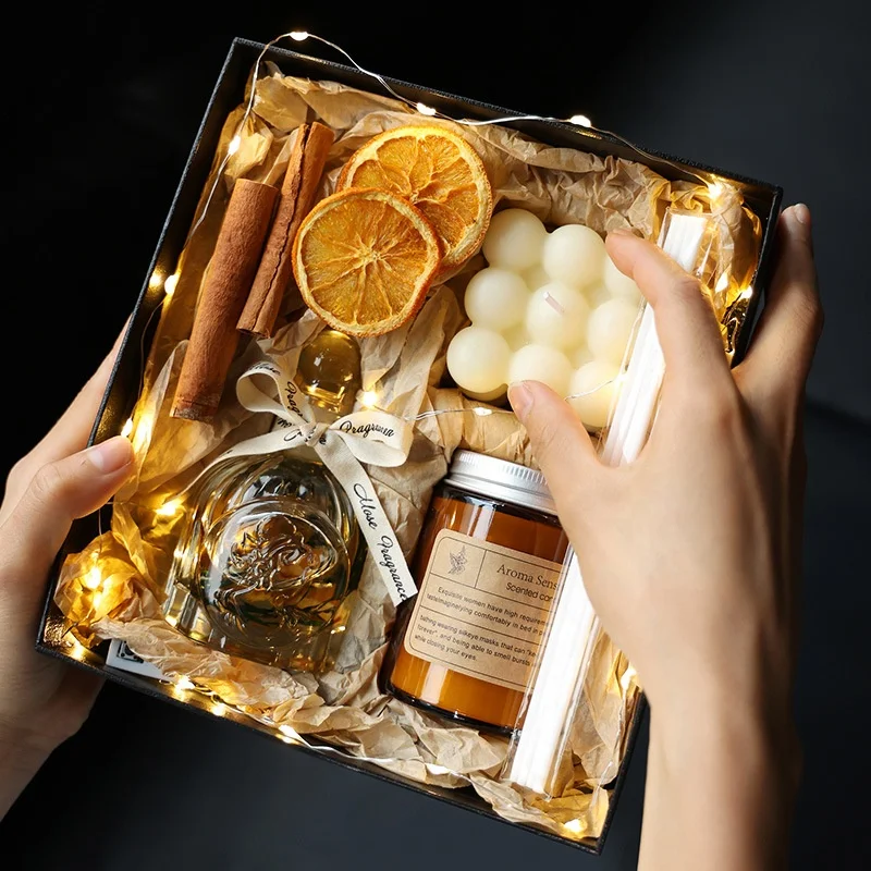 Wholesale Wedding Gift Soy Wax Aroma Cube Bubble Scented Candle  Reed Diffuser Gift Sets With Luxury Package