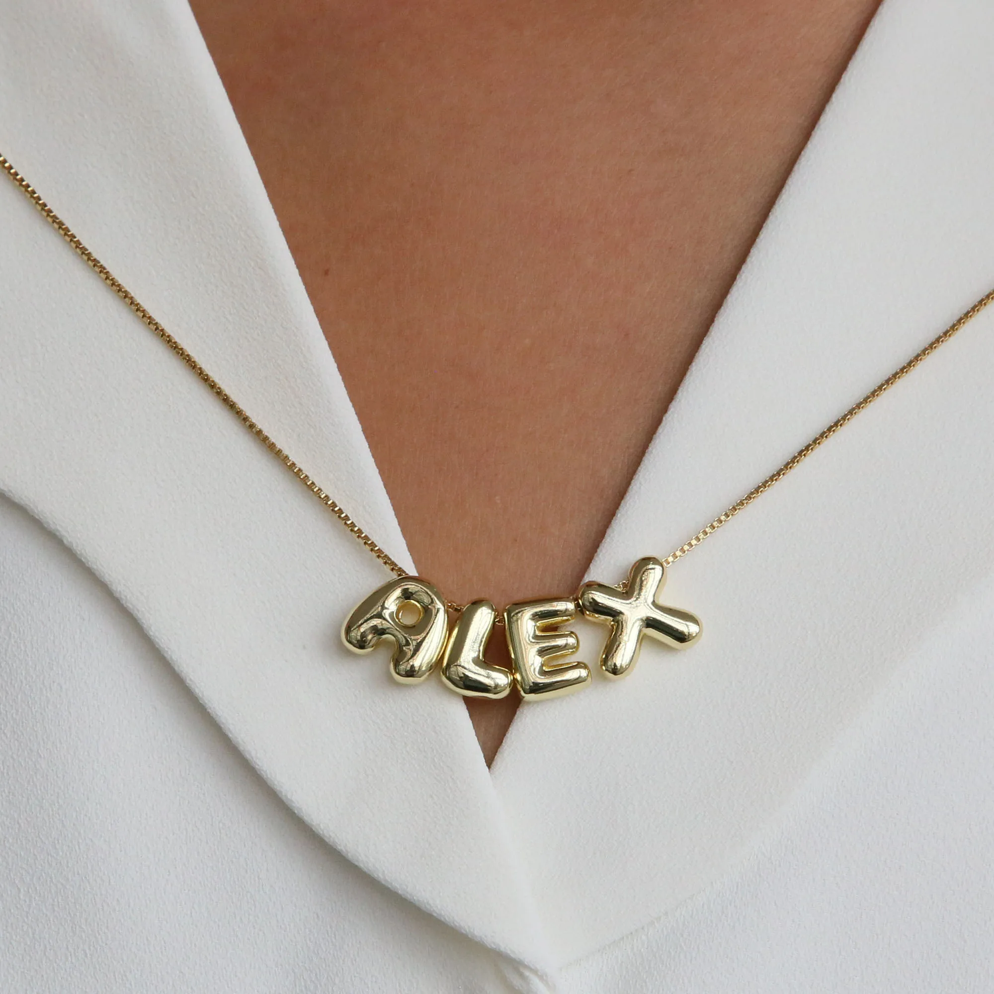 18k gold plated custom Brass jewelry A-Z 26 initial letter necklace bubble letter necklace personalized name necklace
