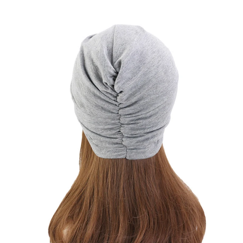 Bohemian Solid African Bonnet Cotton Cross Twist Knotted Cap Turban Hair Bonnet Hijab Muslim Hat Women