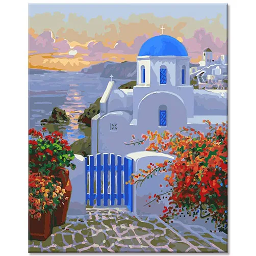 Greek Sea of love souvenirs gifts modern hand painted oil wall art decor number canvas painting