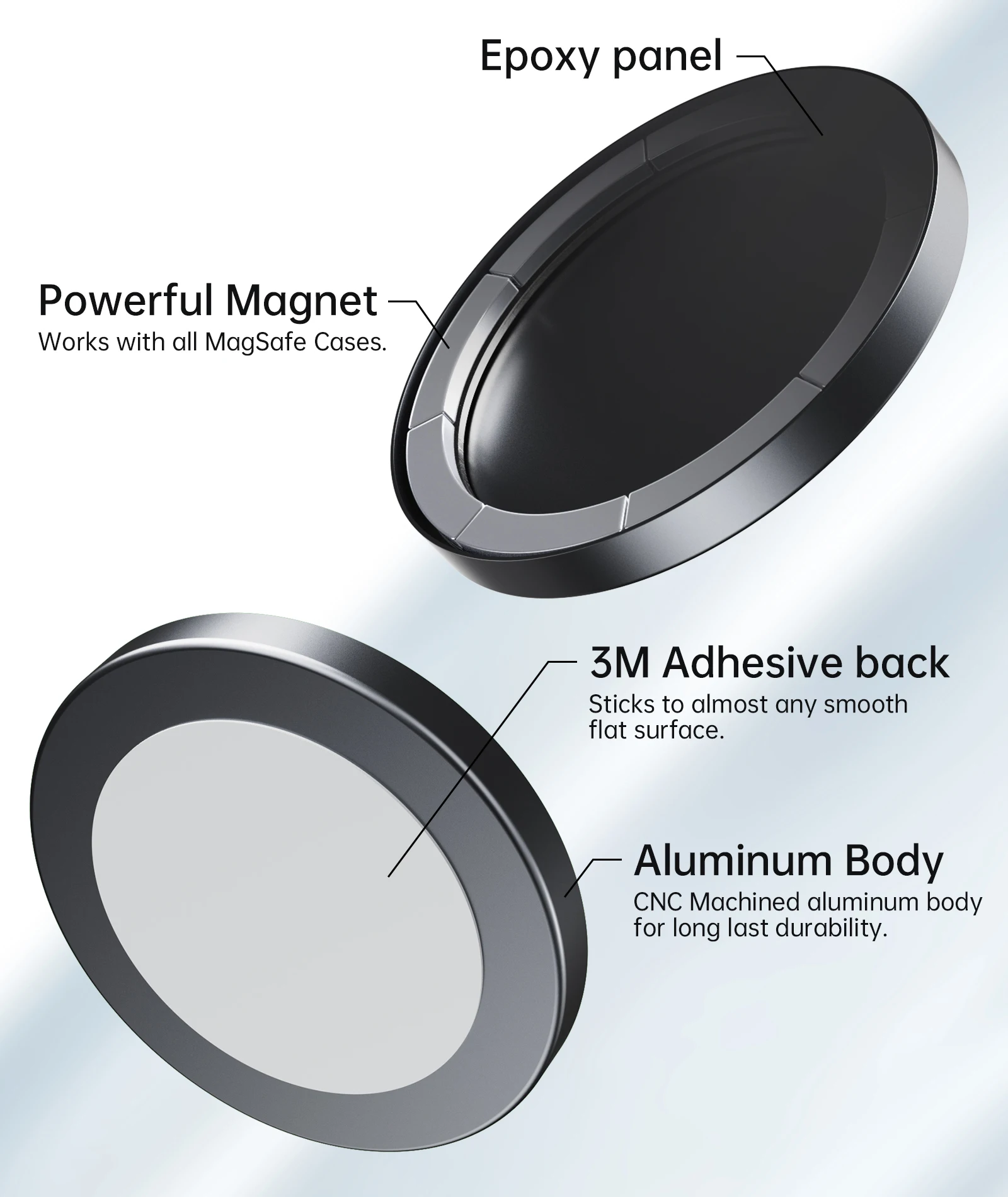 Universal Aluminium Alloy No Metal Plate Needed Sticky Magnetic Adapter Magnetic Phone Holder For MagSafe