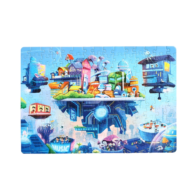 Future World High Quality Educational Toys Level up Puzzles 154pcs 180pcs 2 in 1 Box Connectable Board Game Paper for Kids