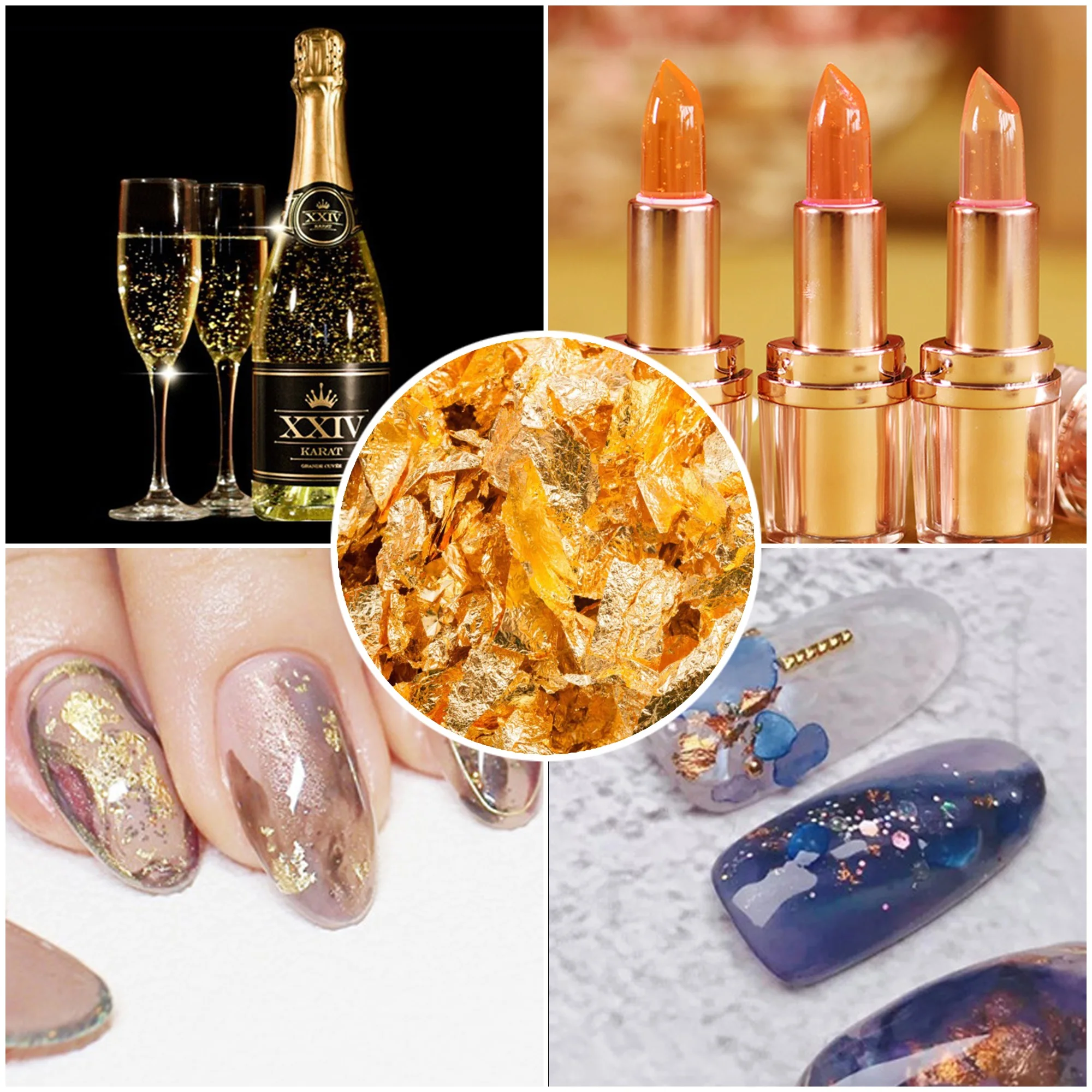 Wholesale Metallic Foil Flakes 15 Gram Imitation Gold Foil Flakes Metallic Leaf for Nails Painting Crafts Slime