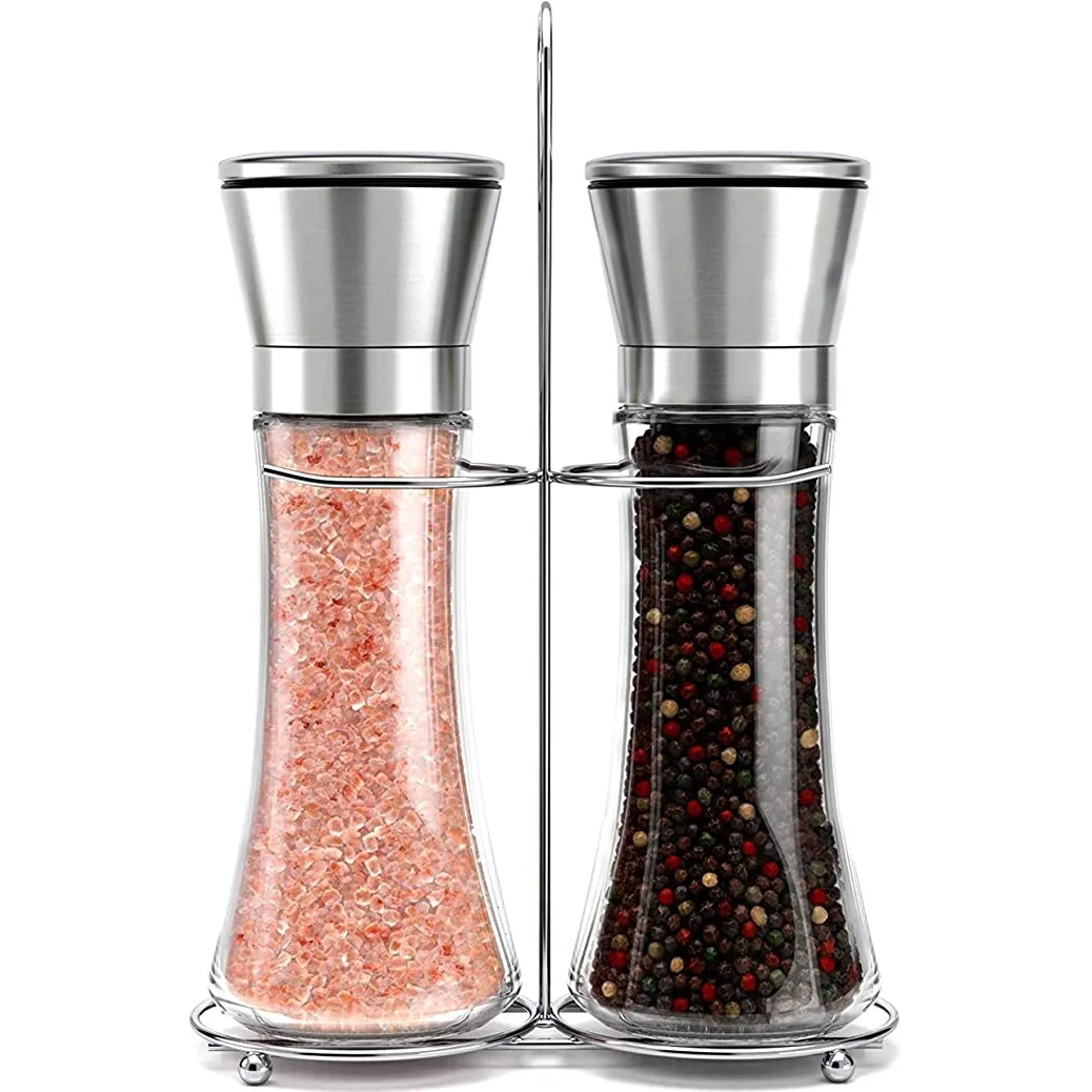 Factory Best Price Manual Spice Salt Pepper Mill, Wholesale 180ml Glass Spice Salt Pepper Grinder Set
