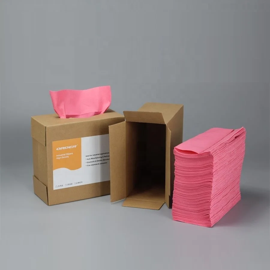 2024 ORDER X-80R cellulose pp red Spunlace Nonwoven Industrial High Quality Multi-Purpose Shop Towels clean wipes