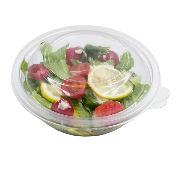 Custom Transparent Recycle PET Plastic Salad Bowl With Lid