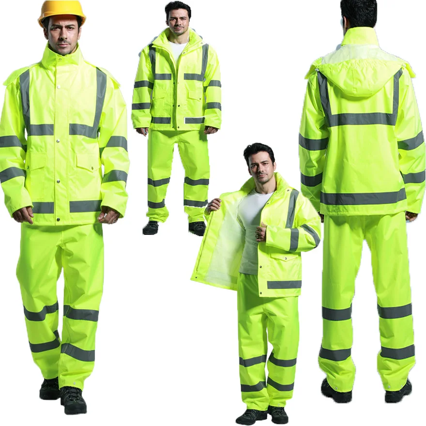 Reflective Tape Manufacturer Waterproof Windbreaker Wholesale Work Uniforms Pant Jacket Separate