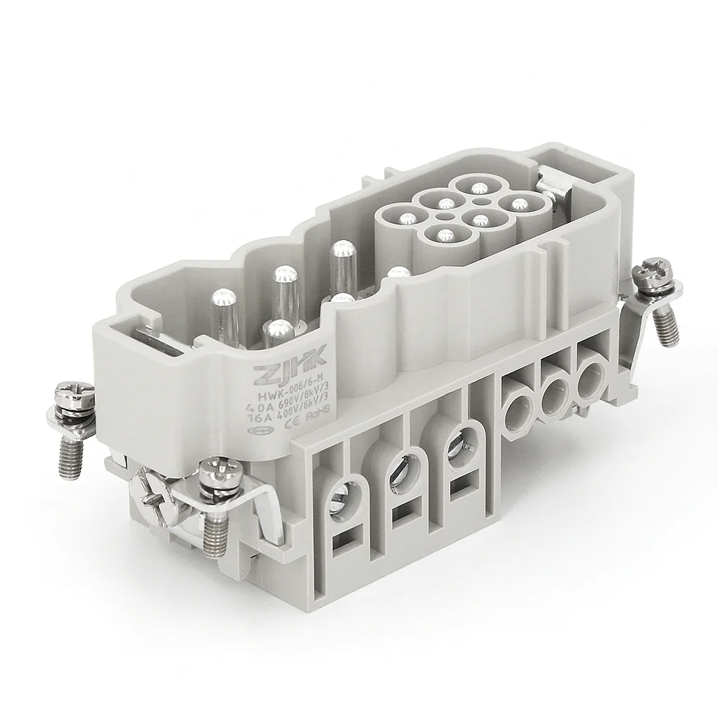 HWK-006/6 Screw Terminal Heavy Duty Rectangular Connectors Combination Male Inserts 09380122801