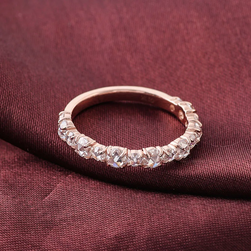 Fine Jewelry Simple Style 14k Rose Gold Ring Small Size Rose Cut Moissanite Diamond Ladies Lovely Ring Party Ring