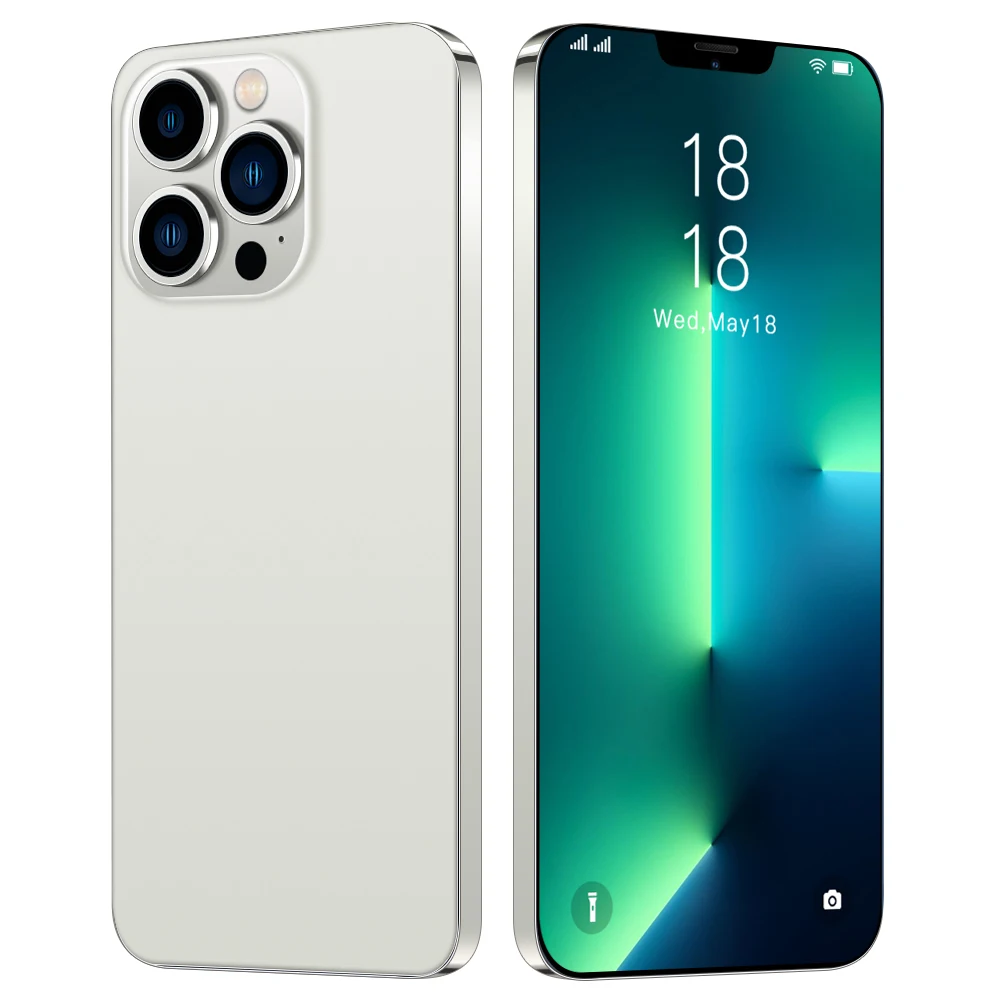 Free shipping 50Rear HD camera new i13 Pro Max 6.8 inch Full Display Android system With Face  Unlock telephone