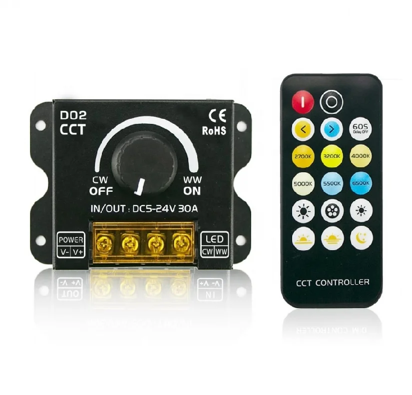 D02 30A RF пульт дистанционного управления 17 клавиш регулировка температуры цвета двойной белый ССТ контроллер ручка светодиодный диммер