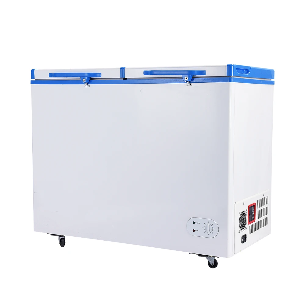 Supermarket double door 358L solar freezer off grid system for household and commercial use efficiently