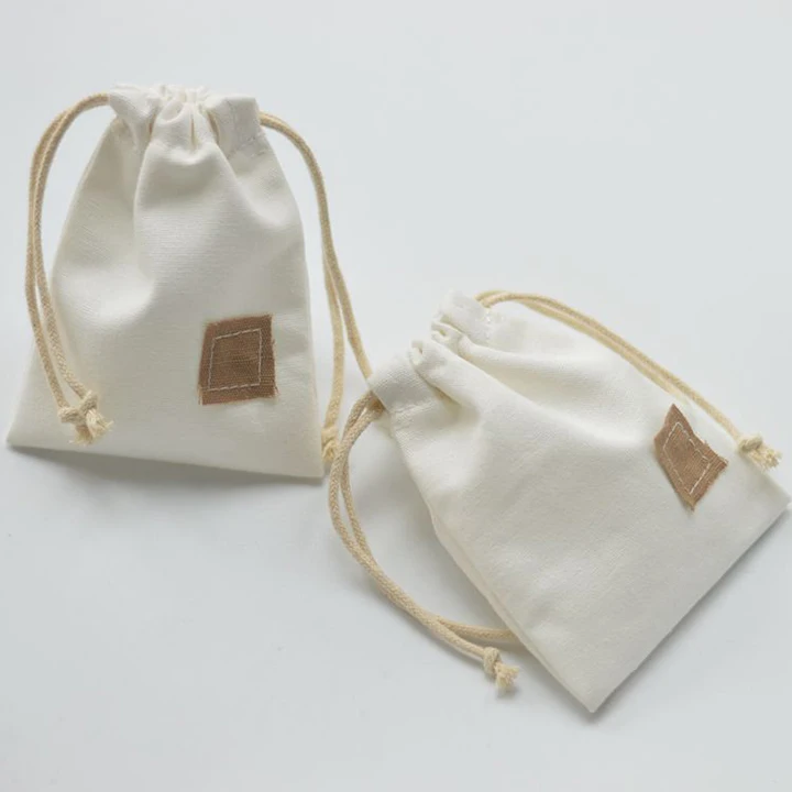 Eco friendly custom logo bags cotton canvas drawstring bags jewelry shoes cosmetic product dust bag