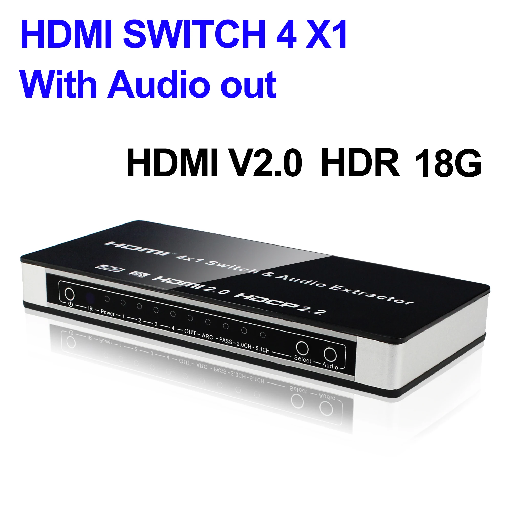 4-портовый 4K @ 60 Гц HDMI переключатель 4x1 с аудиоэкстрактором V2.0