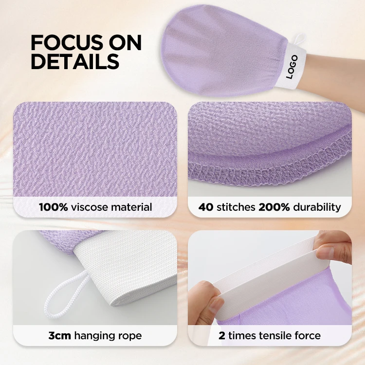 Exfoliating Gloves Body Scrub Dead Skin Scrubbing Remover Cleansing Gloves for Bath Shower Spa