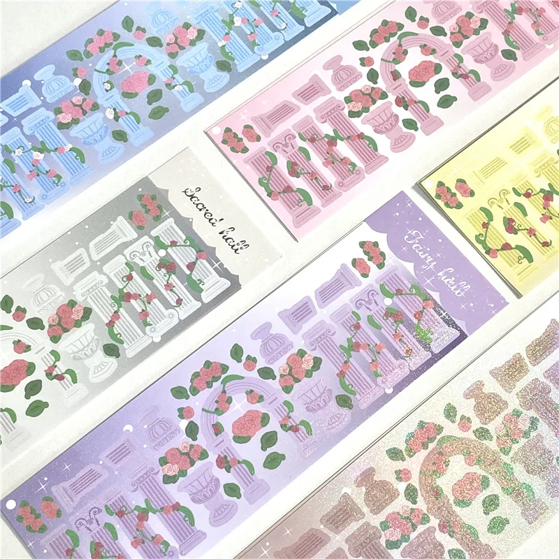 Korean INS Rose Sticker Creative Laser Stickers Diary Decorative Stickers