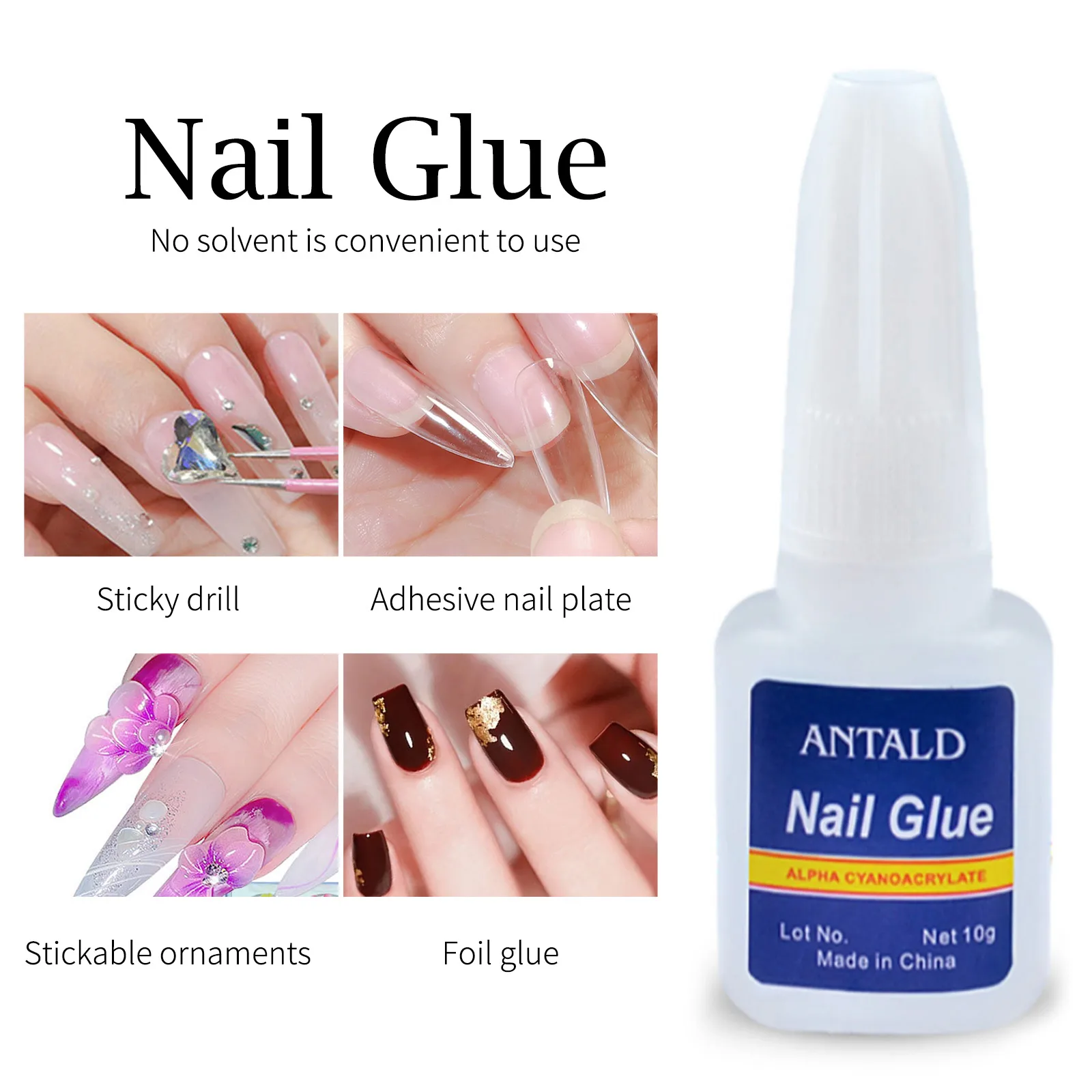 Misscheering 2g/3g/10g Nail Art Glue set For Adhesive Nail Tip Jewelry Accessory tool Nail Art Decoration With Brush