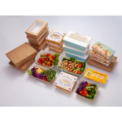 Custom Eco Disposable Kraft Restaurant Chinese Noodle Chicken Packaging Togo Containers Take Away Lunch Packing Food Paper Box