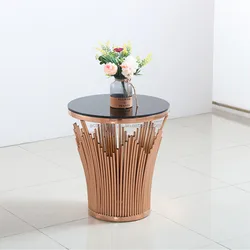New Italian design modern hot sale  round stainless steel glass marble top  living room tea table coffee table side table