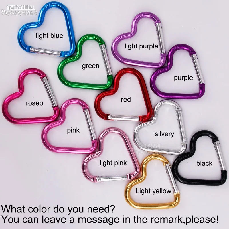 
heart-shaped aluminium alloy spring hook multicolour carabiner 
