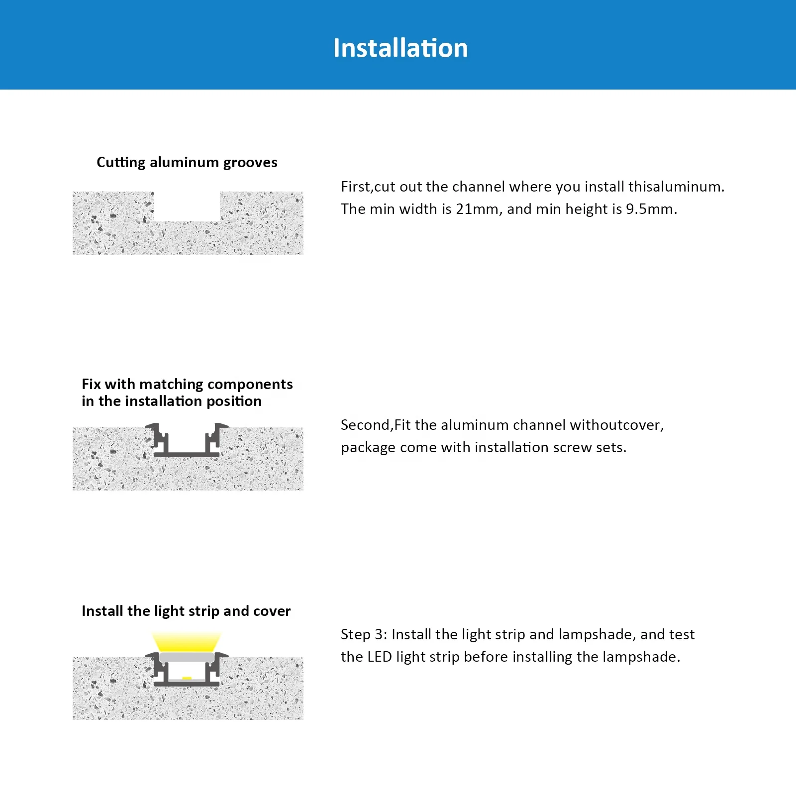Easy Install 027 Led Aluminium Strip Silver 28*21mm Recessed Floor Aluminum Alloy Recess Led Channel