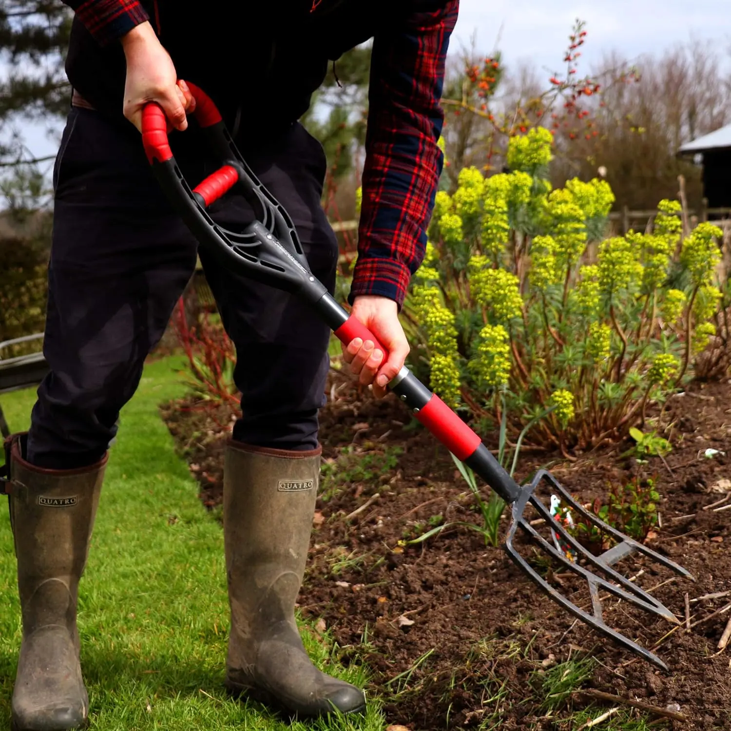 Heavy Duty Garden Spading Fork for Digging Essential Tool for Cultivating and Tilling the Soil