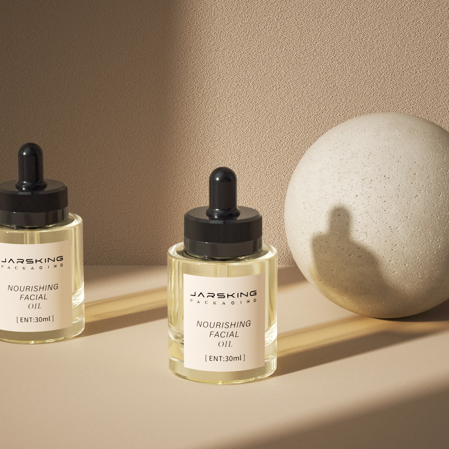 30ml Custom luxury round custom round cosmetic frosted face hair serum essential oil glass dropper bottles