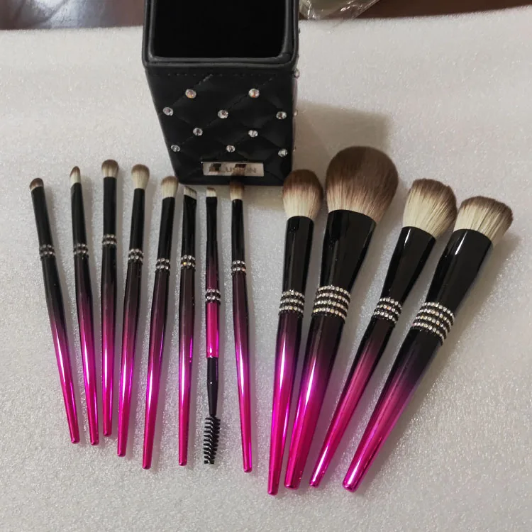 high quality Luxury Diamond 12pcs Blue Enchantress Make Up Brushes New Gradient Color Custom Cosmetic Makeup Brush Set