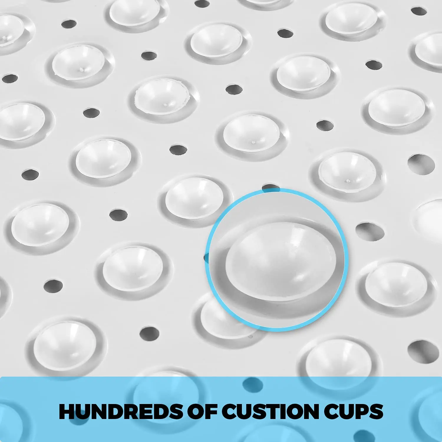 Clear Square Non Slip PVC Bath Mat 21 x 21 in for Bathroom Floor with Strong Suction Stable Anti Slip Bathtub Shower  Mat