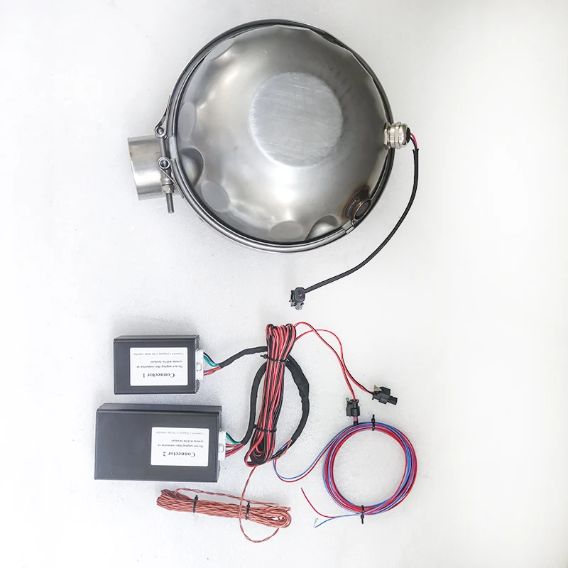 Vehicle electric exhaust sound speaker booster, one and two loud speakers OBD adaptor APP control system sports car effect