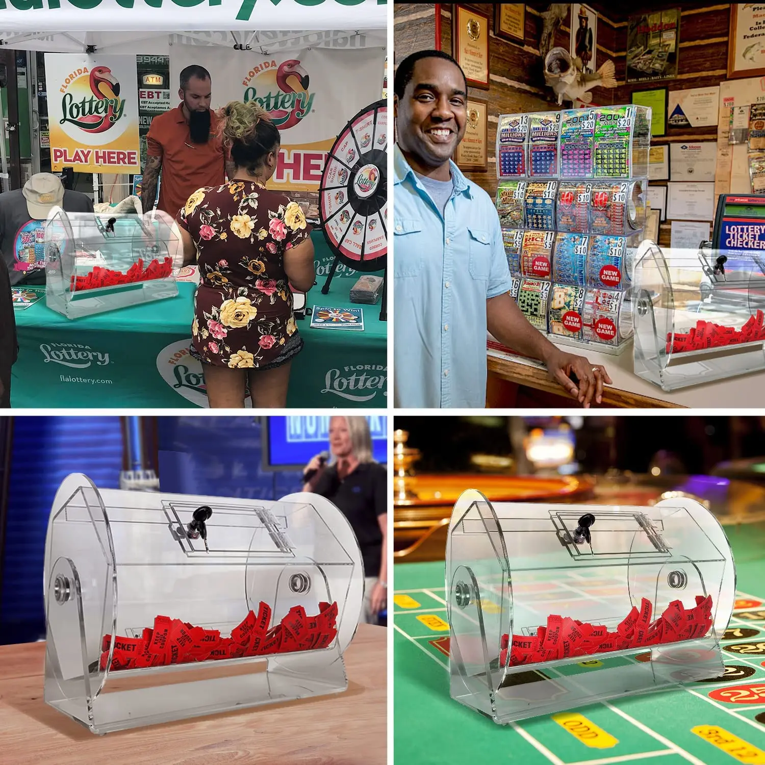 Large Size Professional Raffle Ticket Spinning Drum Acrylic Wheel Spinner Lottery Cage Acrylic Raffle Box