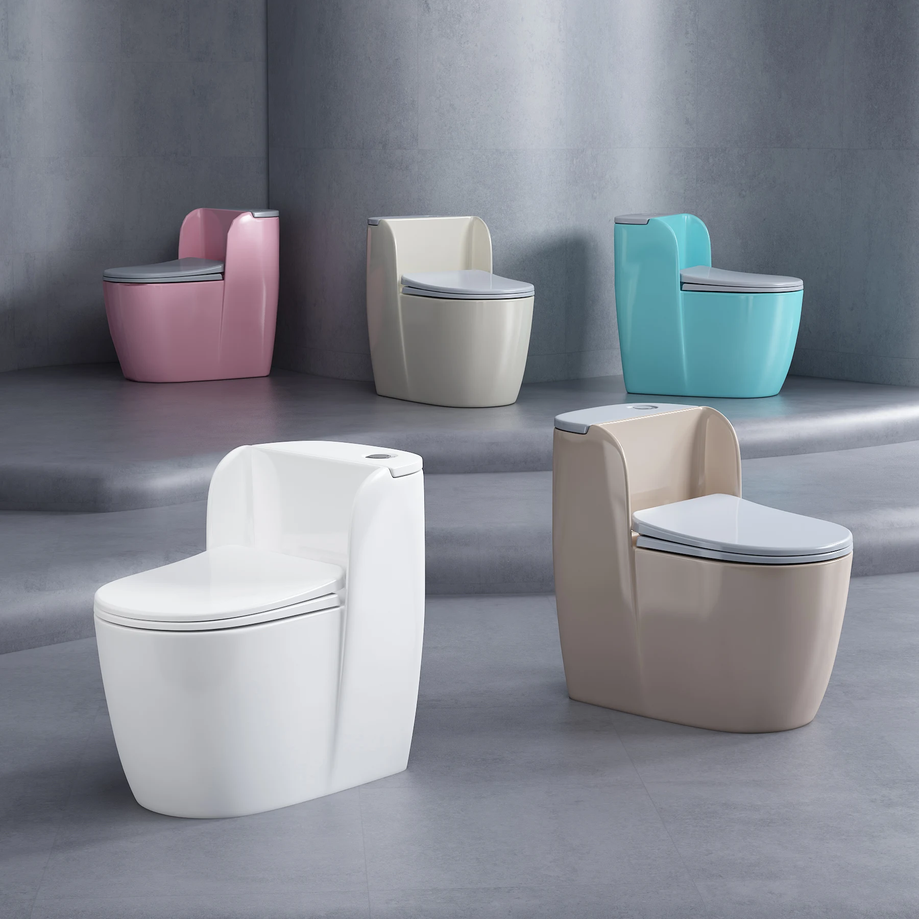 Good Design Vortex Siphonic One Piece Toilet Colorful Egg Shape Toilet Pink Ceramic Wc S-trap Water Closeti nodoros modernos