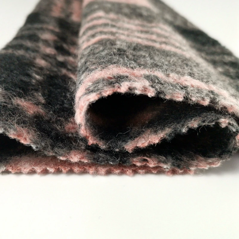 Fashion/Hot selling Screen Printing Polyester Knitted Wool Fabric for winter coats 320GSM 100%P