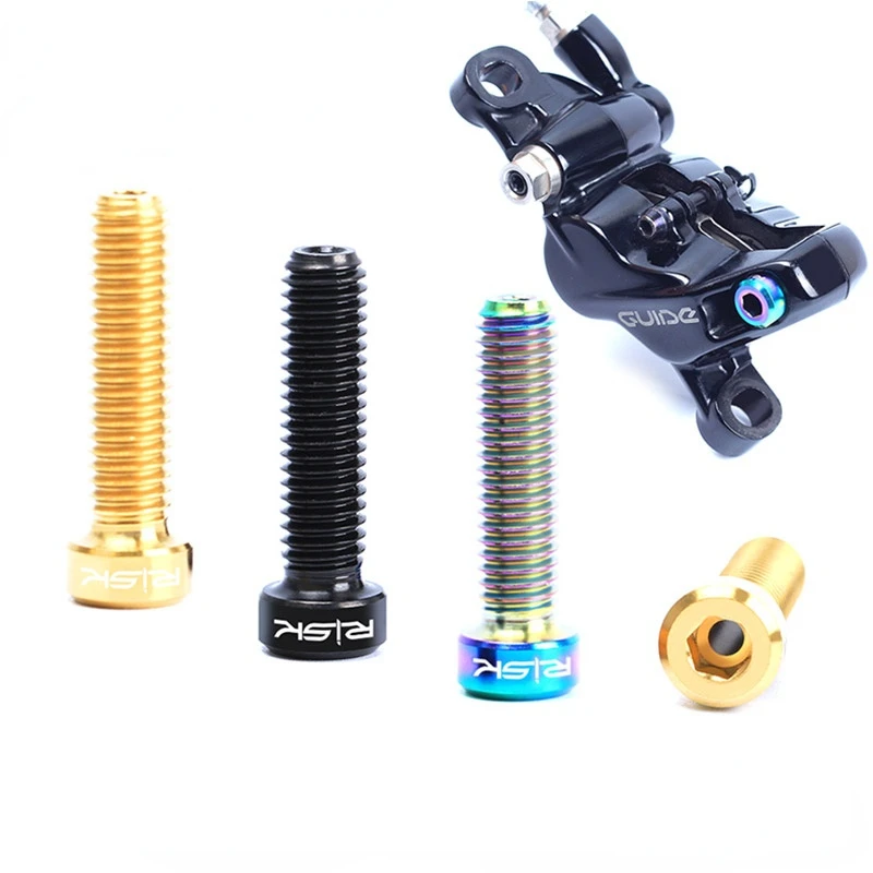 2pcs Risk MTB Bike Disc brake Caliper Bolts Titanium Alloy M6*23.5mm Bicycle Screws Hollow for SHIMANO DEORE XT and SRAM GUIDE