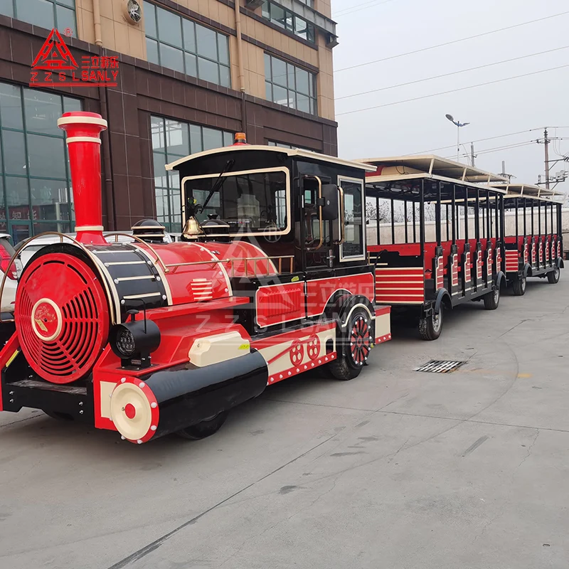 Customized Amusement Park Rides Dotto Road Tourist Train Manufacturer 27 42 56 72 Passengers Electric Trackless Train For Sale