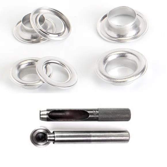 Hollow Rivets Thickened Air Eyelet 100 Sets with Tool Advertising Truck Tarp Buckle Shoe Eyelets Canvas Buttonhole