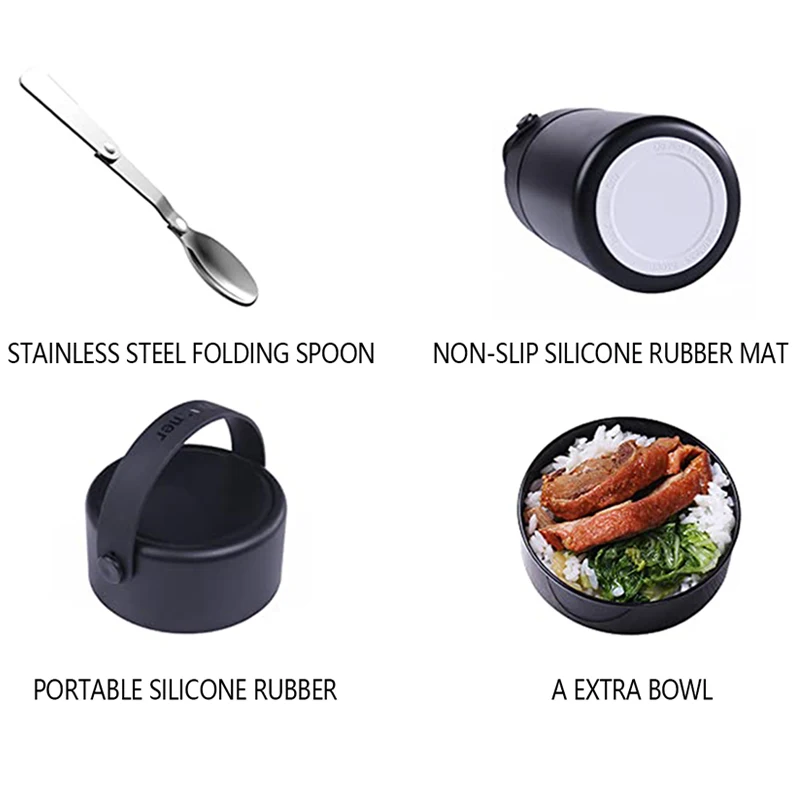 Hot Soup Thermos Stainless Steel Thermos Vacuum Flask Straw Tumbler Lunch Box Food Thermos Flask With Spoon