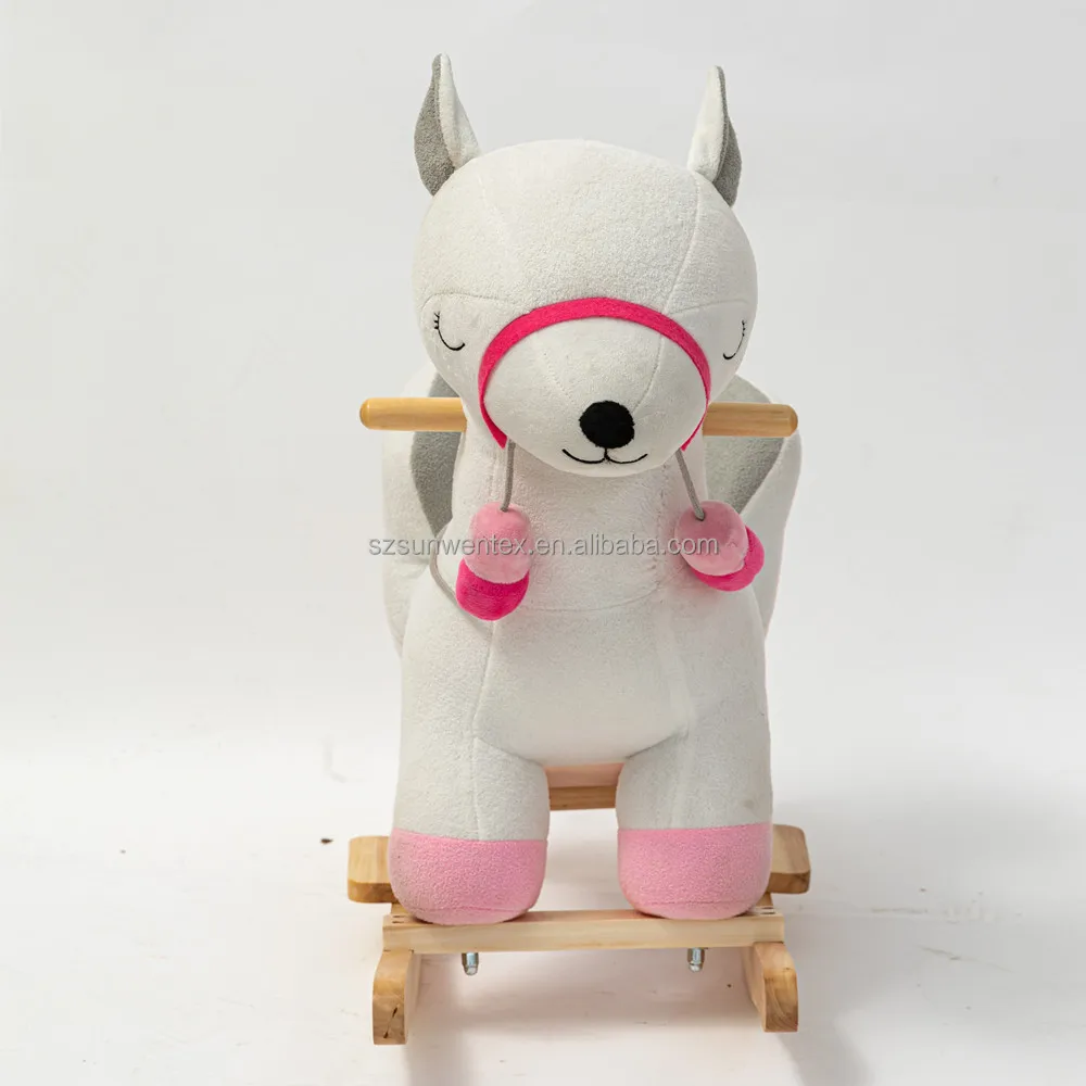 Kids Toy Plush Animal Rocker Rider Toddler Seat wood Rocking Chair