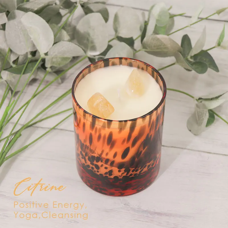 Eco-Friendly Wholesale Customized Ceramic Scented Soy Wax Spotted Jar Candle Crystal Decoration Pumpkin Gift Set Luxury Candle